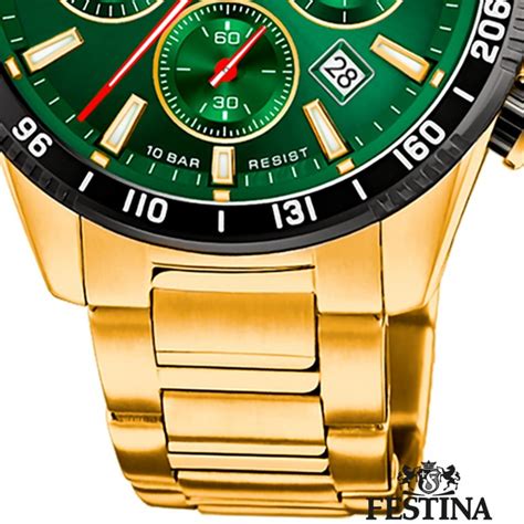 Festina Herrenuhr Edelstahl Gold Timeless Chronograph Armbanduhr UF20634 4