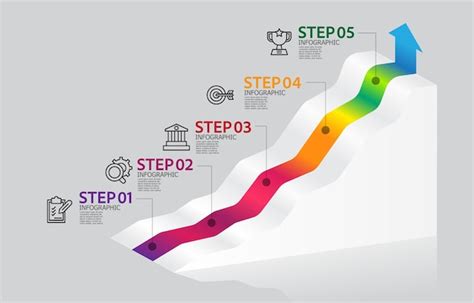 Pasos de negocio línea de tiempo elemento infográfico modelo de informe