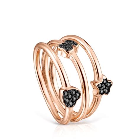 Ring In Rose Silver Vermeil With Spinels TOUS Motif TOUS