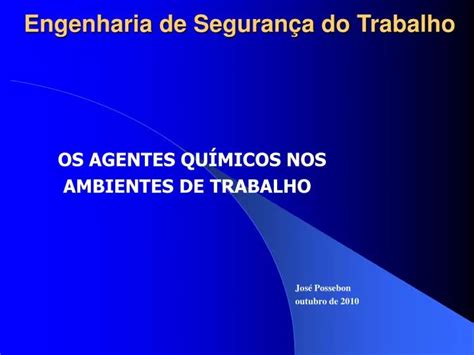 PPT Engenharia de Segurança do Trabalho PowerPoint Presentation free