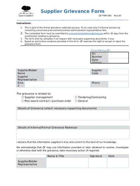 Supplier Grievance Doc Template Pdffiller