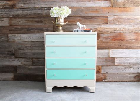 Painted Vintage Mint Green Ombre Dresser Chest By Uptownheirloomco