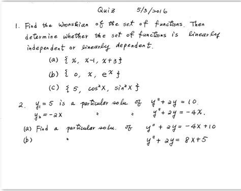 Solved Find the wronskian of the set of functions .then | Chegg.com