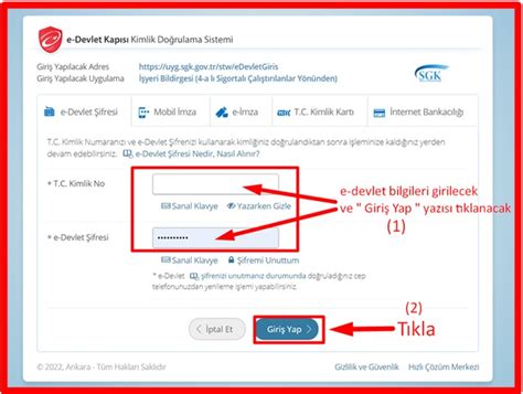 SGK İşyeri Açılış Bildiriminin e Devlet Kapısı Kimlik Doğrulama Sistemi