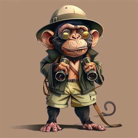 Premium Photo | A drawing of a monkey with a gun and binoculars