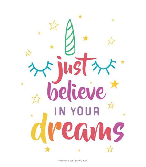 Just Believe In Your Dreams Unicorn Printable Unicorn Quotes Unicorn