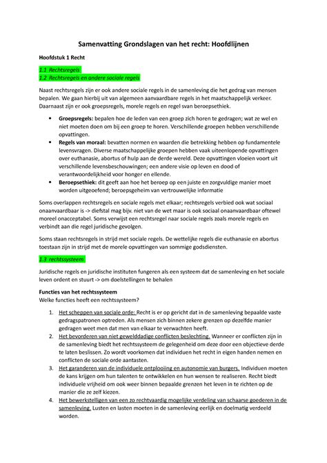 Samenvatting Grondslagen Van Het Recht Hoofdlijnen We Gaan Hierbij