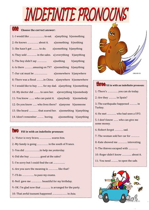 Indefinite Pronouns Worksheets