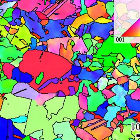 An Ebsd Map With The Inverse Pole Figure Ipf Coloring Scheme Showing