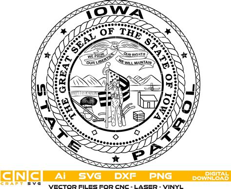 Iowa State Patrol Badge Vector Art - Laser Engraving SVG Files