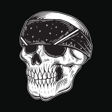 Gangster Skull With Bandana And Hat