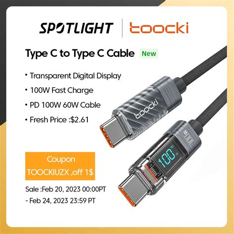 Kabel Toocki 100W Transparent USB C To Type C za 3 27 15zł