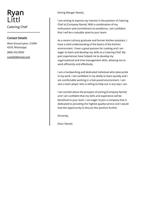 Catering Chef Cover Letter Example Free Guide