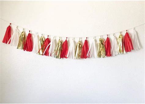 15pcs 14inch Tassel Garland Tassel Banner Red White And Gold Tassel Garland For