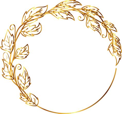 Circle Leaf Gold Frame Circle Gold Leaf Png And Vector With