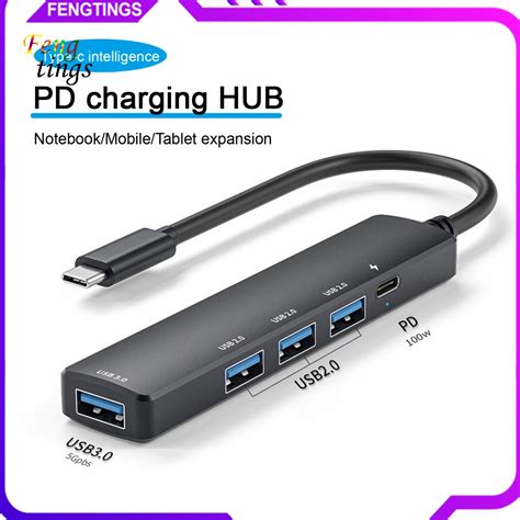 [ft] อะแดปเตอร์ฮับ Usb 100w Pd 5 พอร์ต Type C เป็น Usb 20 30 อุปกรณ์เสริมคอมพิวเตอร์ Shopee