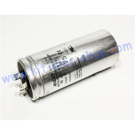 Start Up Capacitor 75uf 400v Icar Ecofill Double Faston Aluminum