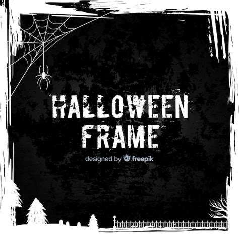 Creepy Halloween Frame With Flat Design Free Vector