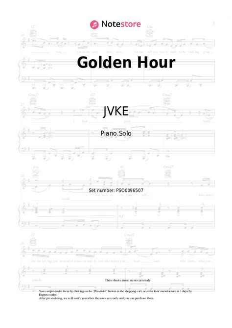 Golden Hour Piano Sheet Music Jvke In Note Pianosolo Sku