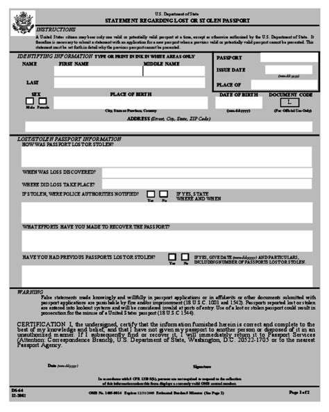 2025 Lost Or Stolen Passport Form Fillable Printable Pdf And Forms