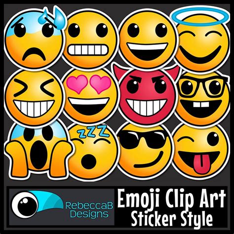 Emoji Emotions Clip Art Sticker Style, Emotions Clip Art, Feelings Clip ...