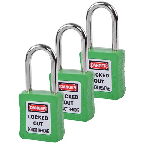 Safety Lockout Padlocks 3 Keyed Alike 38mm Green LOTOMASTER