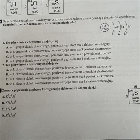 3 Na schemacie został przedstawiony uproszczony model budowy atomu