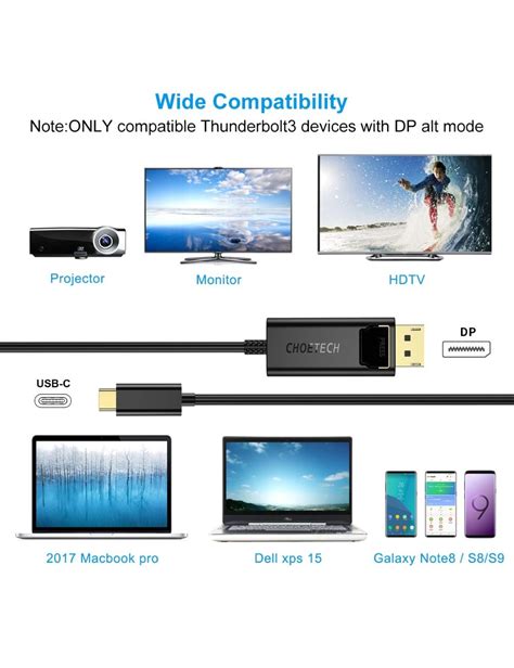 Choetech Xcp Bk Usb C To Displayport Cable M Autograph