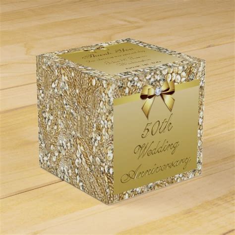 50th Gold Wedding Anniversary Custom Thank You 10 Favor Boxes Gender Unisex Age Group Adult