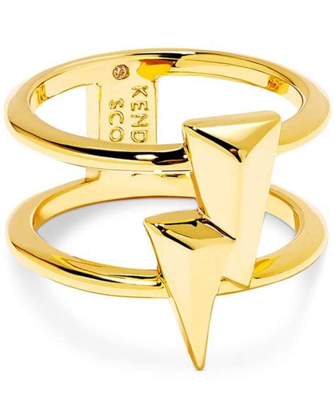 Kendra Scott 14k Gold Plated Lightning Bolt Double Row Ring In Metallic