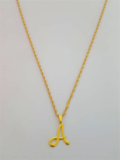 Colar Cordão 60 cm Pingente Letra A folheado Ouro 18k C55a1