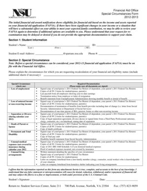 Fillable Online Nsu Special Circumstance Form Docx Nsu Fax Email