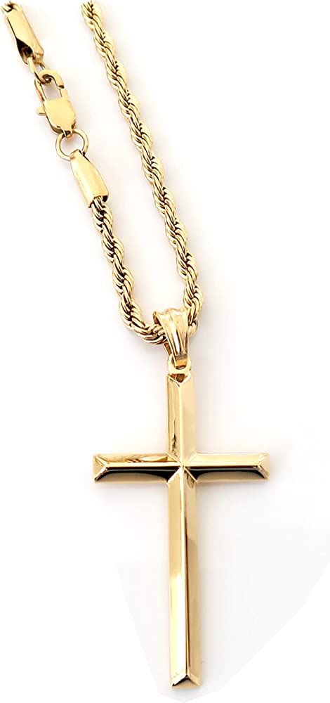 Gold Rope Chain For Men With Cross