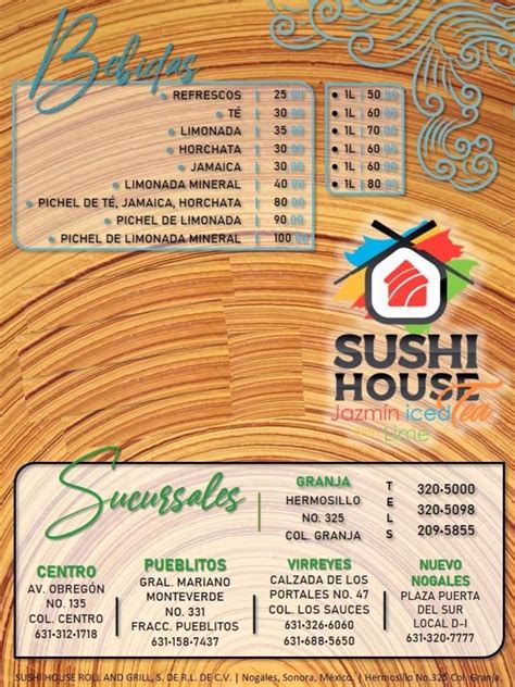 Menu At Sushi House Centro Restaurant Nogales