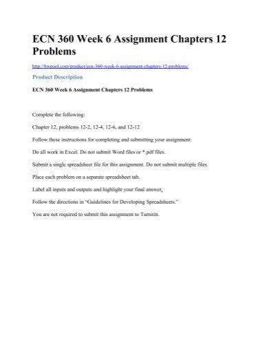 ECN 360 Week 6 Assignment Chapters 12 Problems