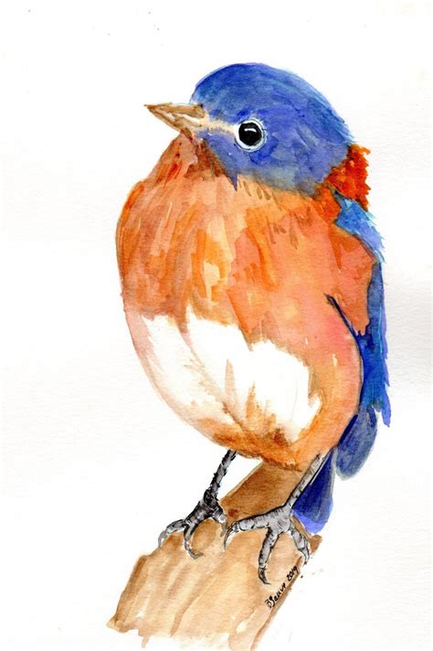 Bluebird Watercolor Painting Original Watercolor Painting Etsy