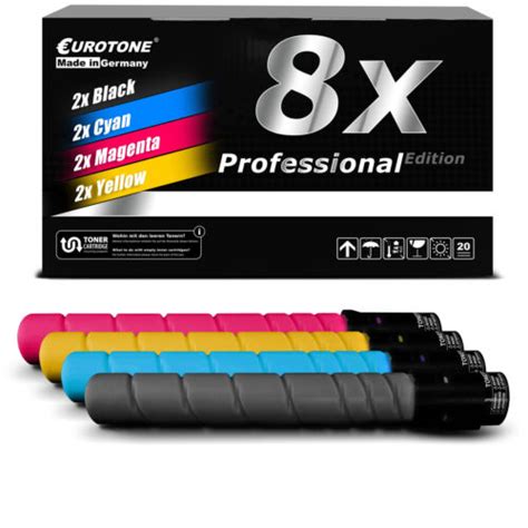 8x Pro Cartuccia Sostituita Konica Minolta TN216C TN216K TN216M TN216Y