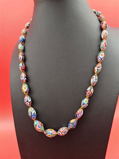 Millefiori Beaded Necklace Gem