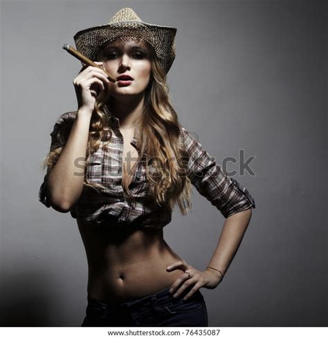 Sexy Blonde Woman Amazing Hair Hat Stock Photo Shutterstock