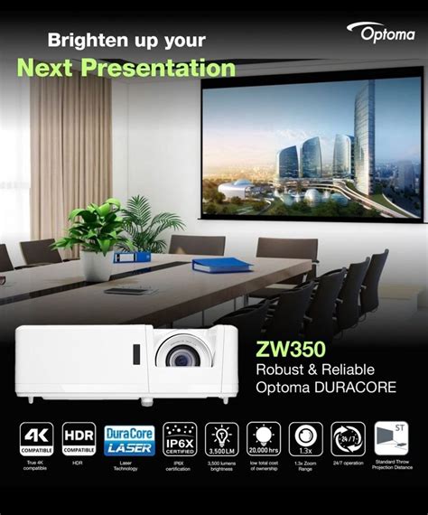 Model Name Number ZW350 Optoma Laser Projector DLP Brightness 2000