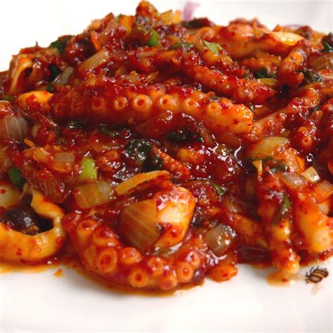 Spicy Stir Fried Octopus Nakji Bokkeum Octopus Recipes Spicy