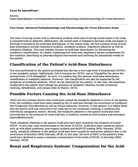 Free Essay Advanced Pathophysiology And Pharmacology For Nurse