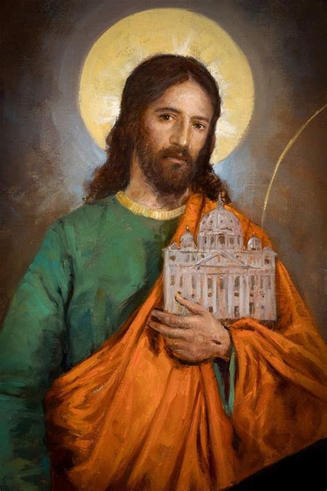 An Oil Painting Of Jesus Holding A Model Of The White House In His