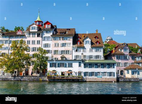 Limmat Old Houses In The Old Town Of Zurich Switzerland Stock Photo