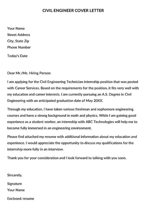 Civil Engineer Cover Letter Examples Writing Tips