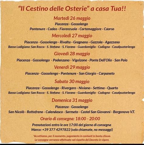 Menu at Osteria Vecchia Pergola restaurant, Gossolengo, Piazza Roma