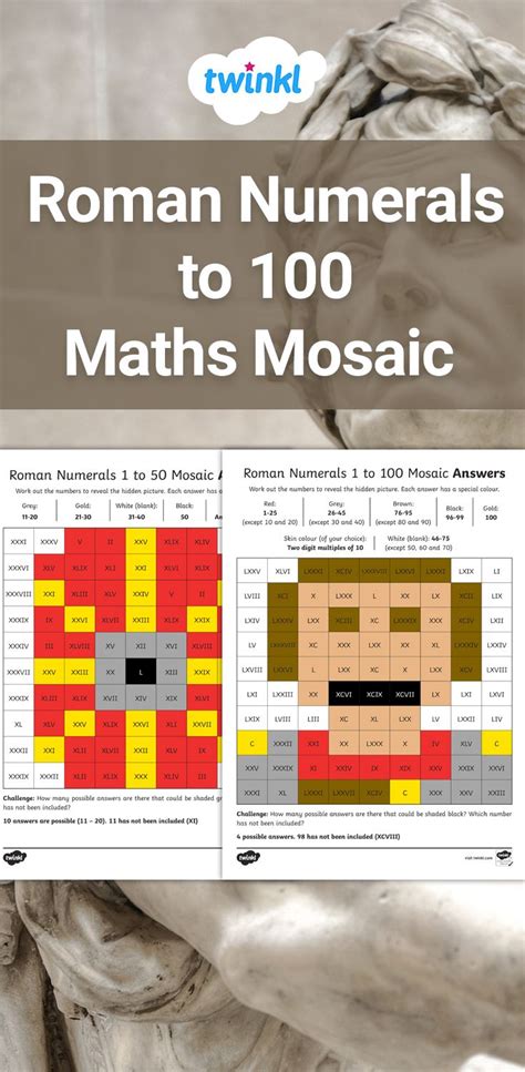 Roman Numerals To Maths Mosaic Worksheets Math Lessons Roman