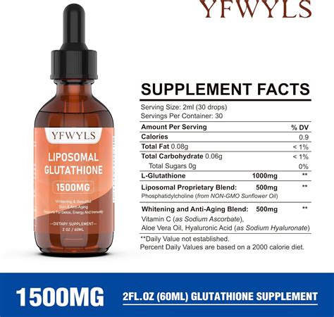 Buy Liposomal Glutathione Liquid Yfwyls Glutathione Supplement 1500mg Antioxidant Supplement