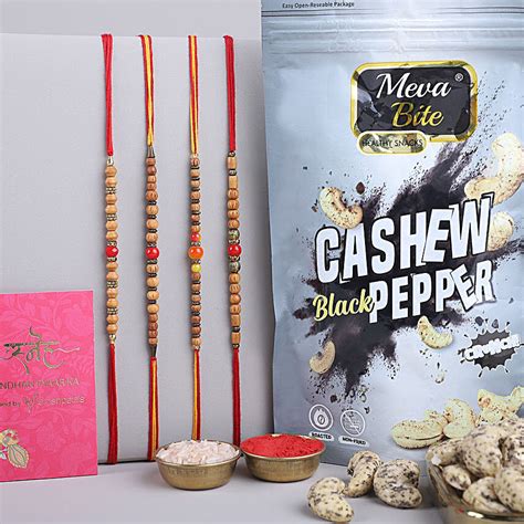 Buy Send Sneh Wooden Beads Rakhi With Cashew Pouch Online Fnp