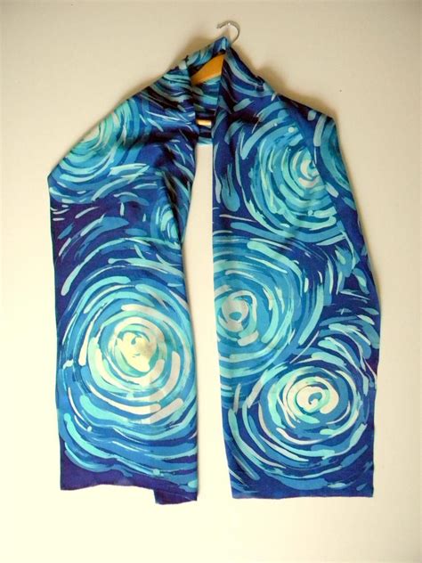 Starry Sky Scarf Handpainted Silk Van Gogh Hand Painted Silk Etsy